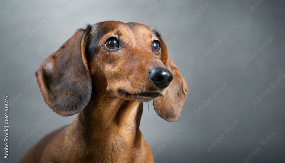 portrait of a dachshund dog on background