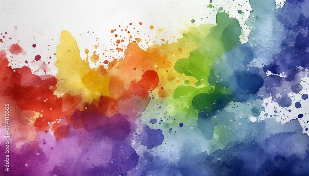 abstract colorful rainbow color painting illustration watercolor splashes on background generative ai