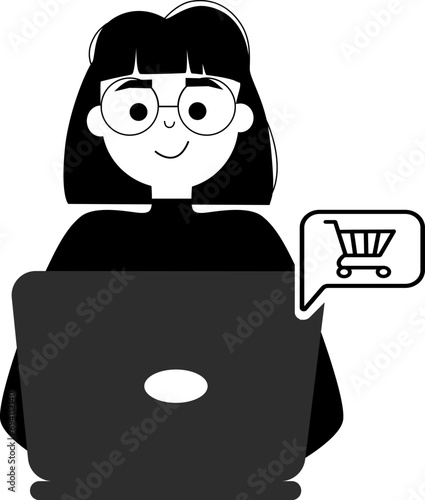 vector illustration, shopping in an online store, via mobile phone