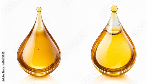 Honey, serum or cooking oil drop isolated on white background with clipping path.