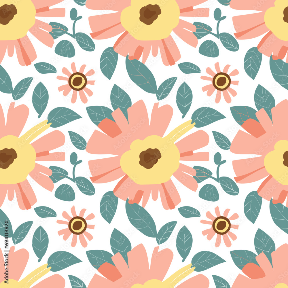 nature background of colorful flowers pattern vector template