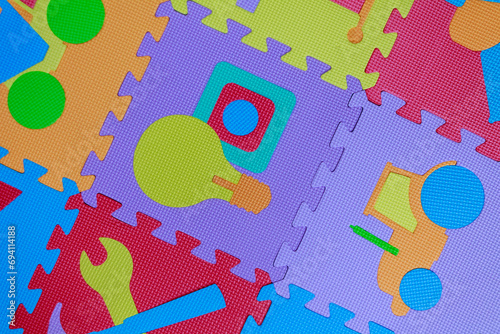 Tableau sur toile Large parts for assembling a puzzle for children, soft foam rubber mats puzzles