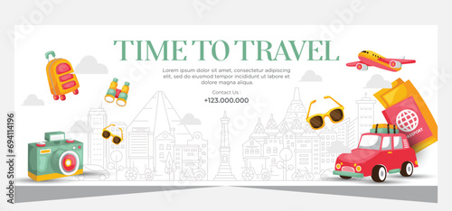 Design travel banner template. Vacation or traveling banner