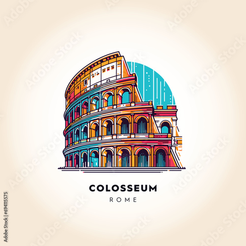 Stylized Colosseum Vector Illustration in Sunset Hues