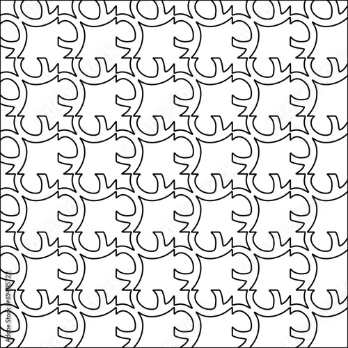 Figures from lines. Black patterns on white background for web pages, textures, cards, posters, textiles, textiles, packaging or napkins. Abstract wallpaper. Repeating background image. White texture.