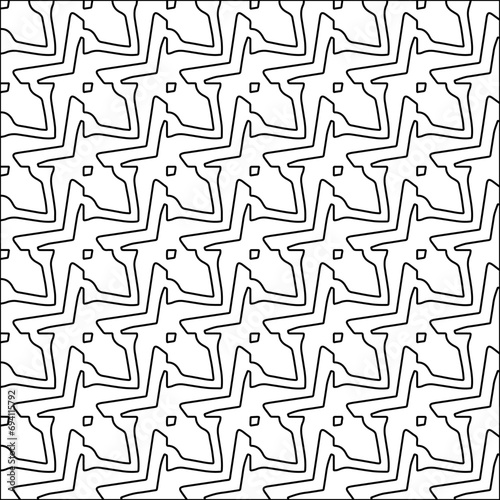 Figures from lines. Black patterns on white background for web pages  textures  cards  posters  textiles  textiles  packaging or napkins. Abstract wallpaper. Repeating background image. White texture.