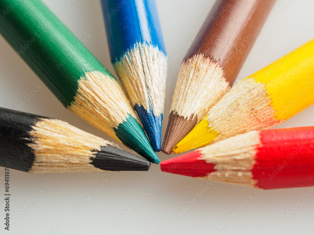 Colored pencils closeup shot macro selective Colored pencils closeup shot macro selective