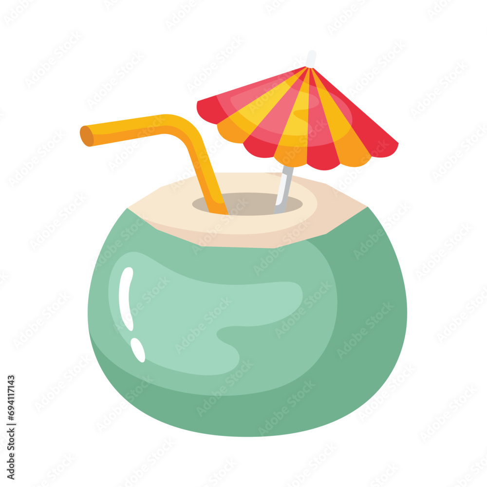Coconut drink icon. Drinks on the beach Coconut drink icon. Drinks on the beach