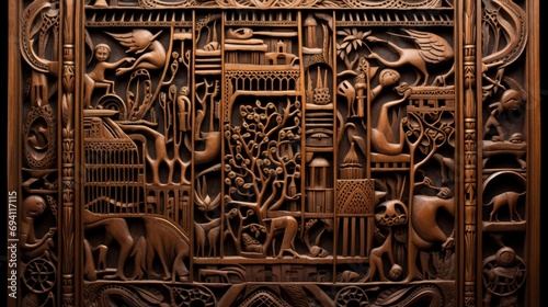 An artfully carved Passover door, its intricate patterns telling stories of faith and perseverance