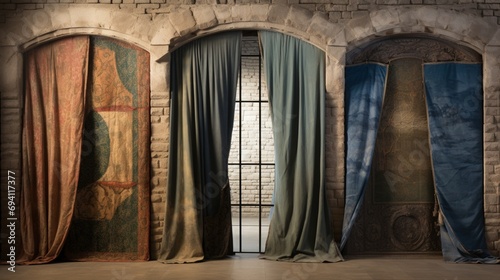 A doorway draped in Passover-inspired fabrics  the textures telling stories of faith and unity
