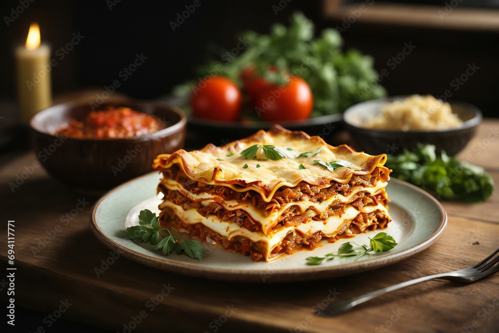 lasagna with meat and vegetables