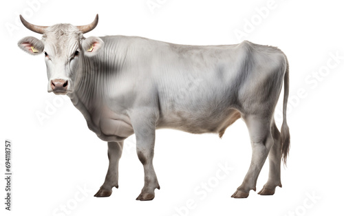 Grey Majesty Unveiled Cattle Isolated on Transparent Background PNG.