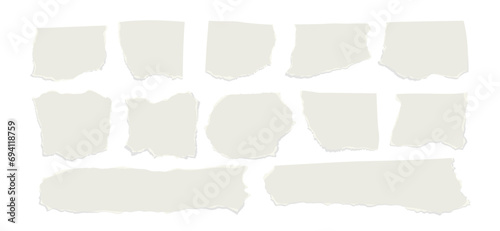 Set of torn ripped paper sheets isolated on a transparent background. Vector illustration. photo
