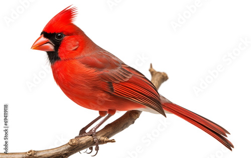 Perched Cardinal Beauty Isolated on Transparent Background PNG. © Faizan