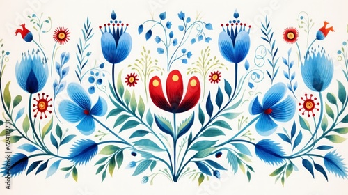 watercolor scandinavian folk art, 16:9