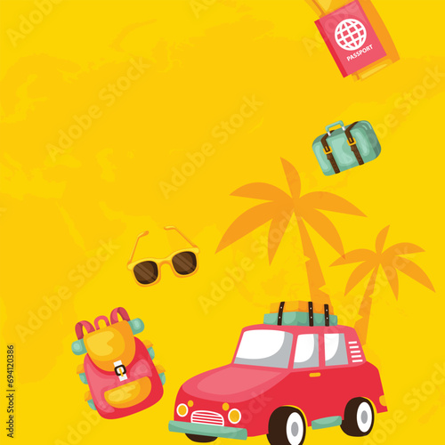 Hand drawn travel background. Travel illustration design