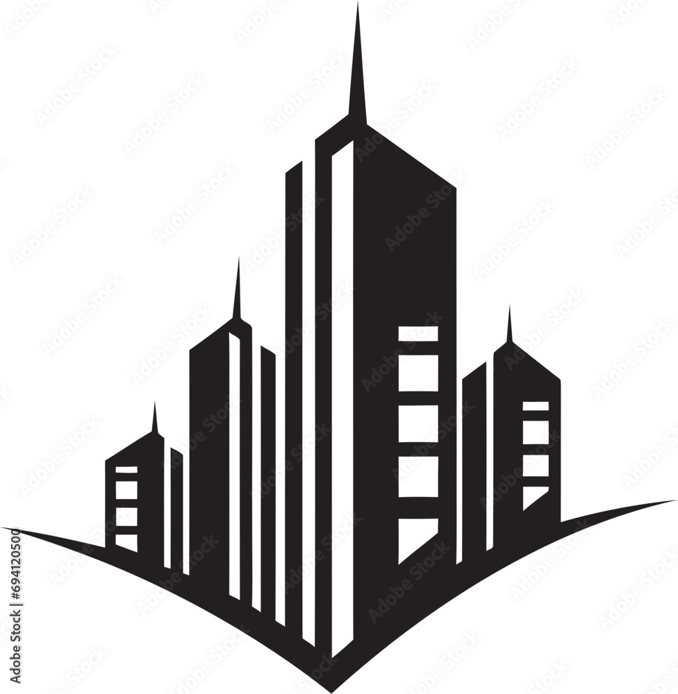 CityScapeCraft Artistic Vector Building Icon ToweringAura Precision Building Vector Logo