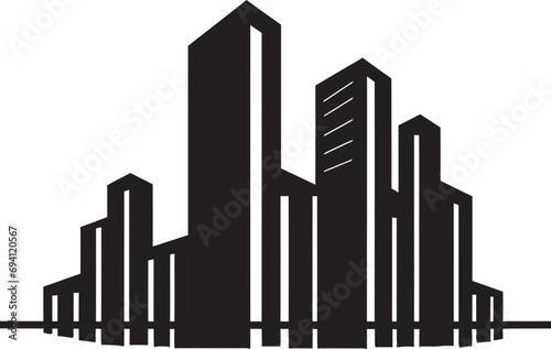 CityScapeCraft Dynamic Vectorized Building Emblem ToweringAura Artistic Building Vector Symbol