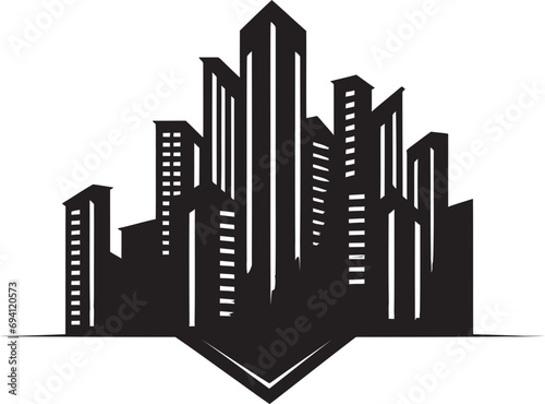 CityScapeCraft Sleek Building Vector Emblem ToweringAura Elegant Vectorized Building Icon