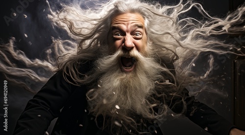 An old man with a big gray beard photo
