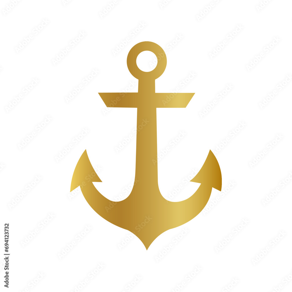 golden anchor icon on white background golden anchor icon on white background