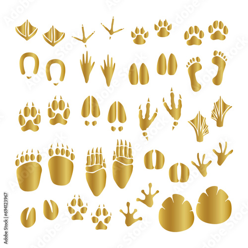 golden animal footprint set 