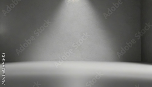 empty gray background and spotlight with studio for showing or design blank backdrop made from cement material realistic 3d render