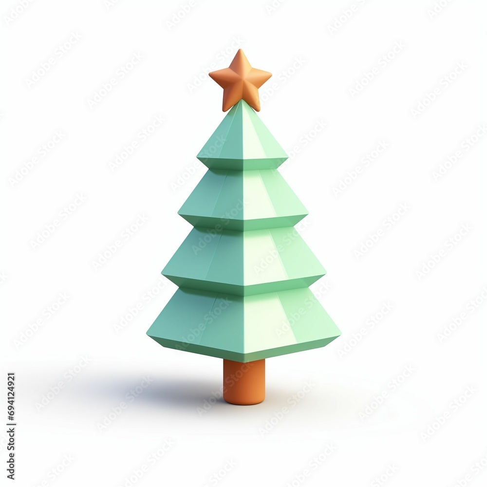 Creative Christmas tree with a star. 3d holiday illustration. Creative Christmas tree with a star. 3d holiday illustration.