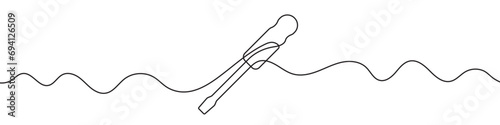 Continuous editable line drawing of screwdriver. Single line screwdriver icon.