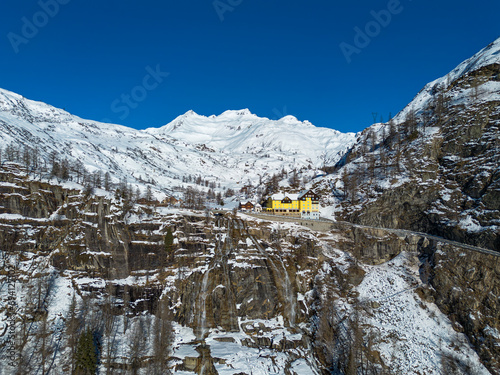 Landscape of Toce waterfall in the Italian Alps