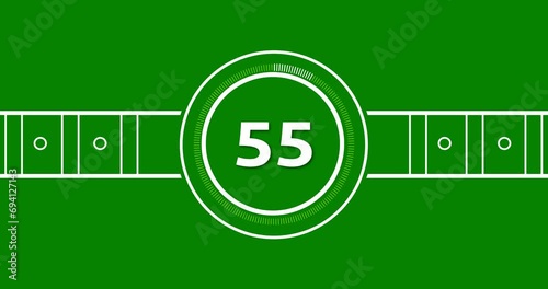 60-second (1 minute) countdown timer with the circle's line and dashed line on the green screen alpha channel. Great for celebrating New Year,  reminder time, webinars, and starting to vlog videos. photo