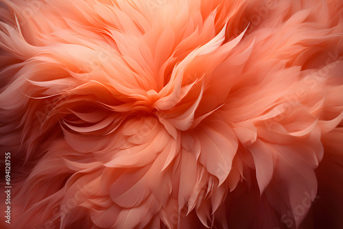 background in pink and peach fuzz shades, a banner for your design. abstract feathers.