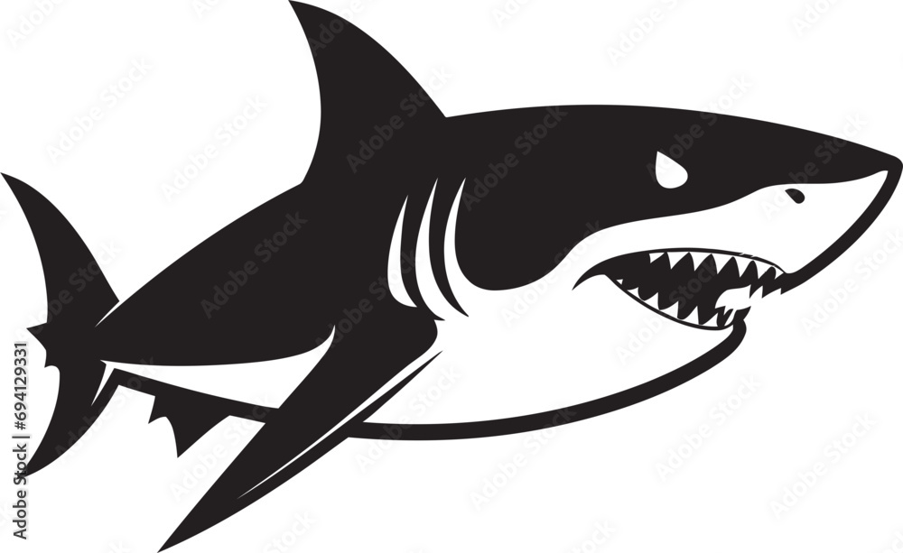 Obraz premium Oceanic Threat Unleashed Shark Logo Vector Seafaring Monarch Revealed Iconic Logo Design