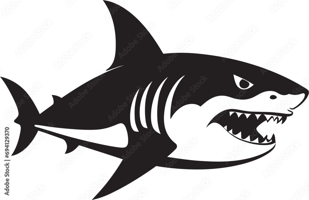 Fototapeta premium Oceanic Apex Unveiled Iconic Emblem Design Savage Shark Silhouette Revealed Vector Logo Design