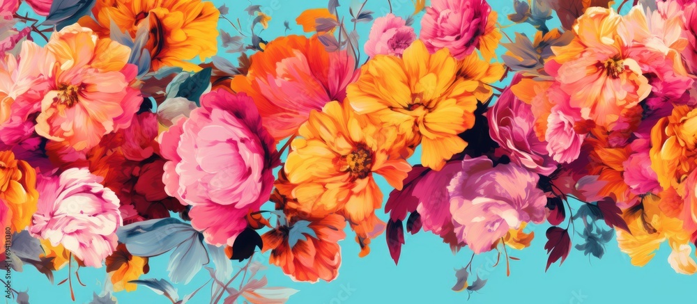 Vibrant, printed floral pattern everywhere. Vibrant, printed floral pattern everywhere.