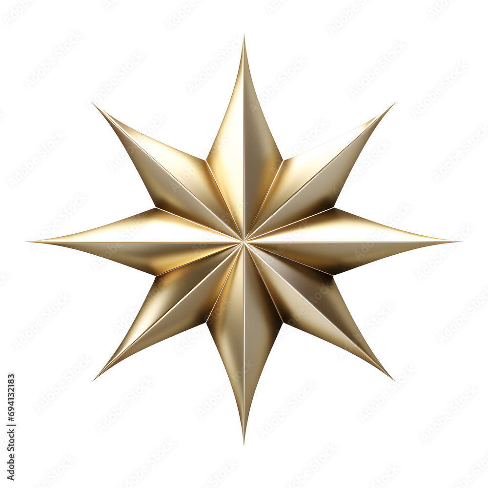Golden Eight-Pointed Star: A symbol of hope, guidance, and achievement, this intricate, golden eight-pointed star shines brightly isolated on transparent background, cut out, png Golden Eight-Pointed Star: A symbol of hope, guidance, and achievement, this intricate, golden eight-pointed star shines brightly isolated on transparent background, cut out, png