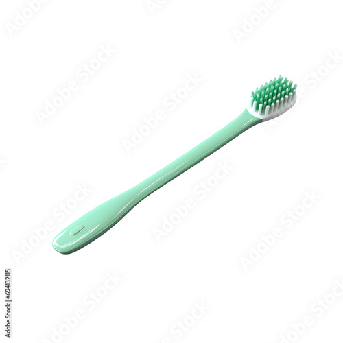 Green tooth brush isolated on transparent background, cut out, png