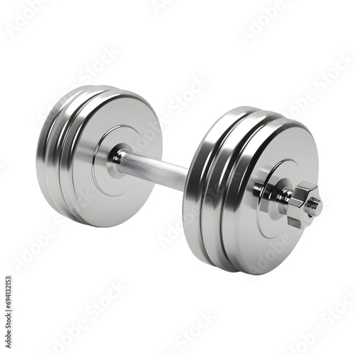 Stainless dumbell isolated on transparent background, cut out, png