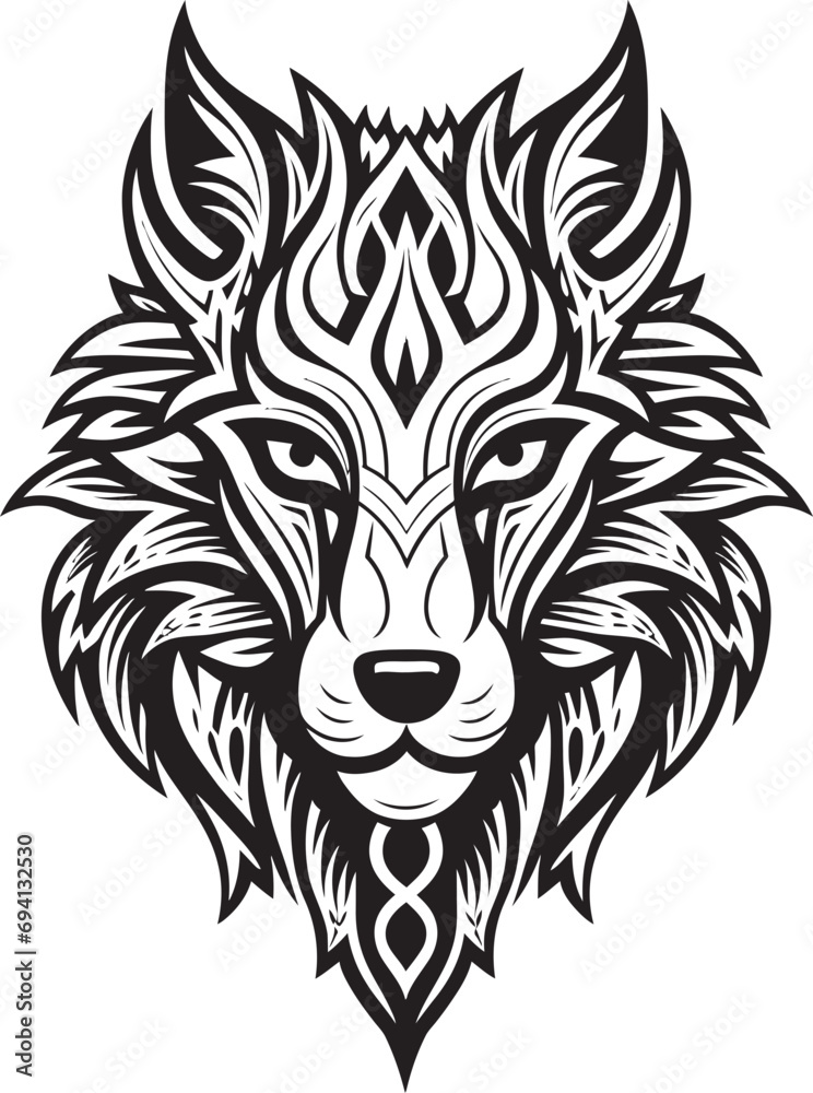 Fototapeta premium Wilderness Guardian Wolf Badge Nocturnal Alpha Wolf Logo Icon