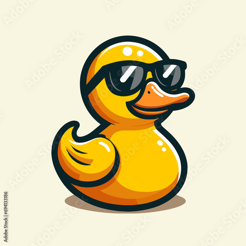 Wallpaper Mural duck vector icon logo rubber duck sunglasses cartoon character illustration bird farm animal doodle symbol design. Vector clip art illustration with simple gradients. All in a single layer. Generative Torontodigital.ca