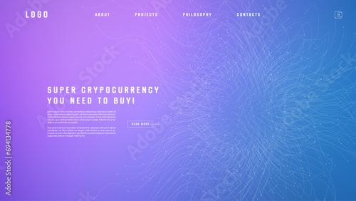 Landing page abstract design with expansion of line element. Template for website or app with tentacle shape.