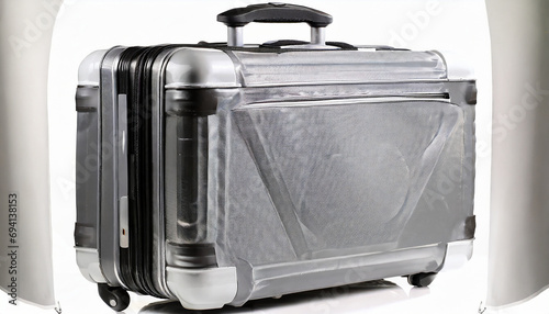 Plastic suitcase. Isolated on a white background.
