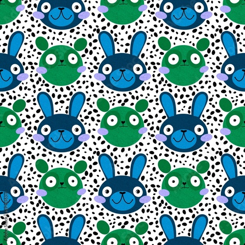 Cartoon retro animals seamless rabbits and bears pattern for wrapping paper and fabrics and linens