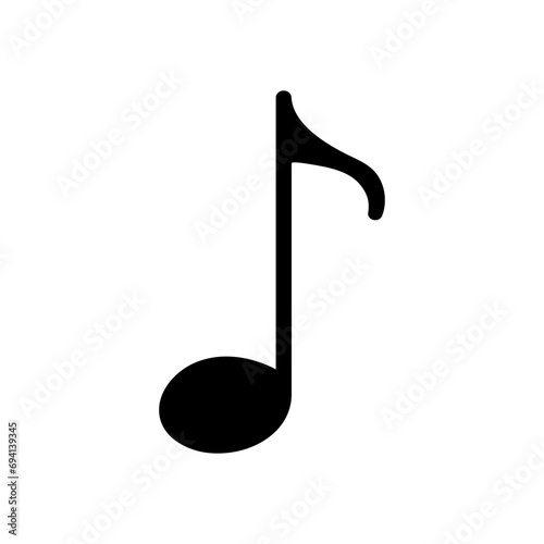Music note, quaver, isolated, vector illustration.