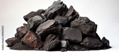 Coal pile containing different types of coal including bituminous and lignite.