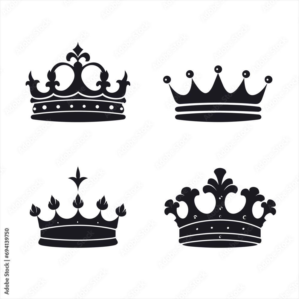 set of crowns vector - obrazy, fototapety, plakaty 