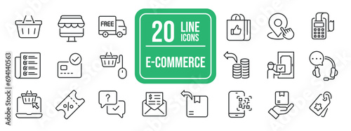 E-Commerce thin line icons. Editable stroke. For website marketing design, logo, app, template, ui, etc. Vector illustration.