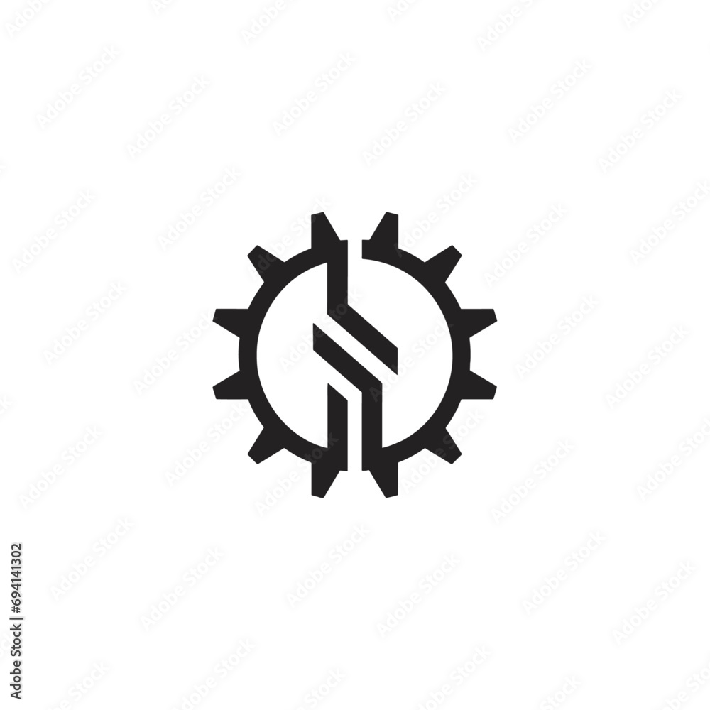 Cog gear circuit logo flat vector design Cog gear circuit logo flat vector design