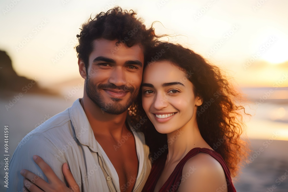 Portriat of a Loving Couple on the Beach Portriat of a Loving Couple on the Beach