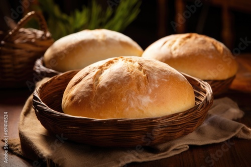 Bolillo - Freshly Baked Mexican Bread with Warm and Crispy Texture in Traditional Style photo